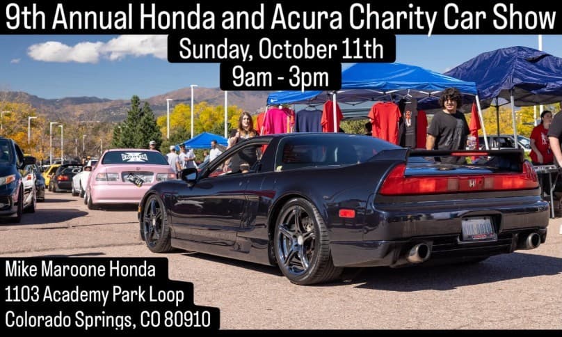 NSX and other Hondas parked at the Honda and Acura charity car show